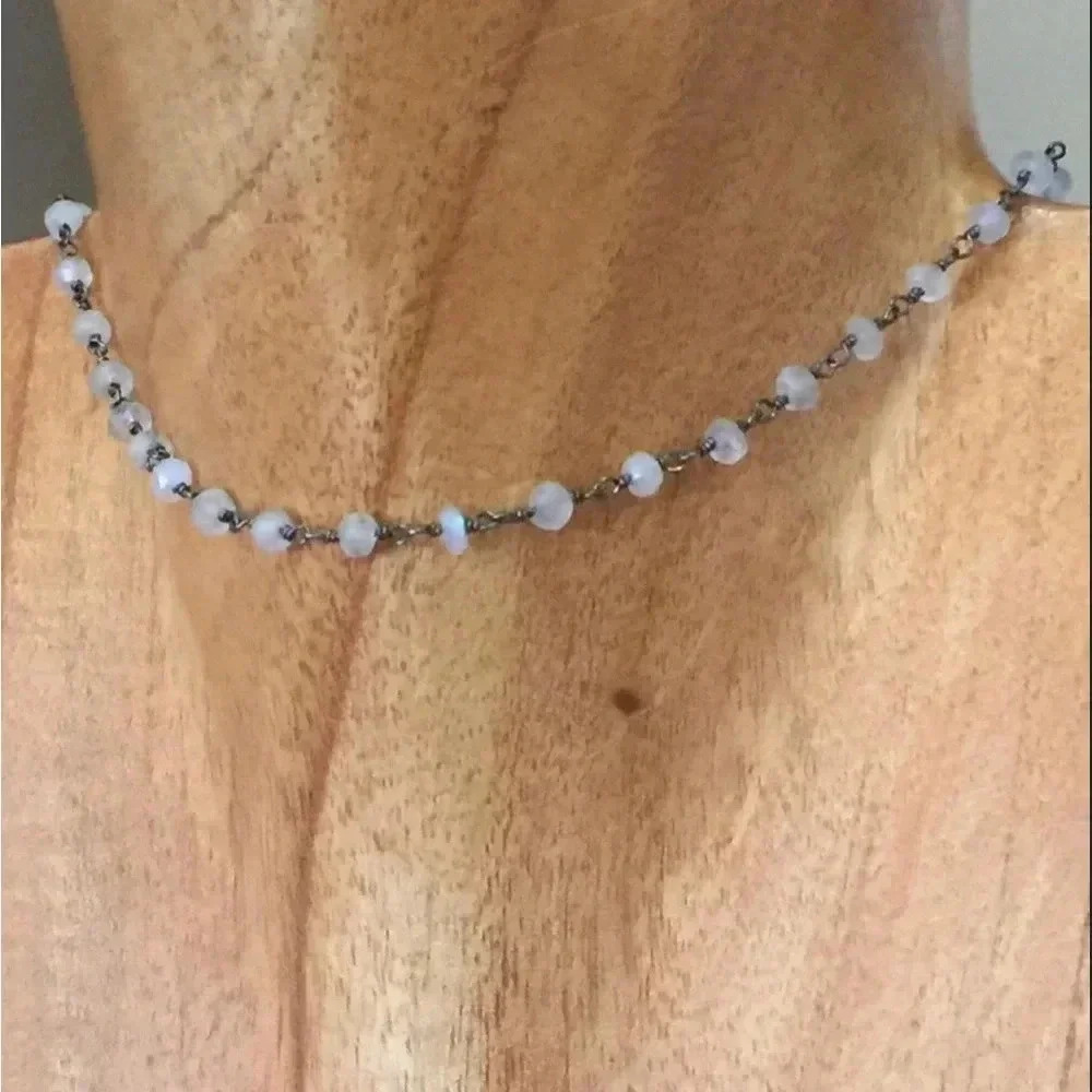 Choker Necklace,Moonstone Choker,Moonstone Collar Necklace,Trendy Necklace